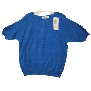 Vtg 90s Jantzen Cotton Sweater Knit Top XL NWT Short Sleeve‎ Coastal Grandmacore